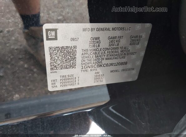 1GNSCBKC0JR120808 2018 CHEVROLET TAHOE Черный Вид подкапотного пространства