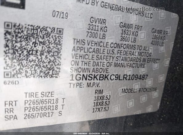 1GNSKBKC9LR109487 2020 CHEVROLET TAHOE Dark Blue Вид подкапотного пространства