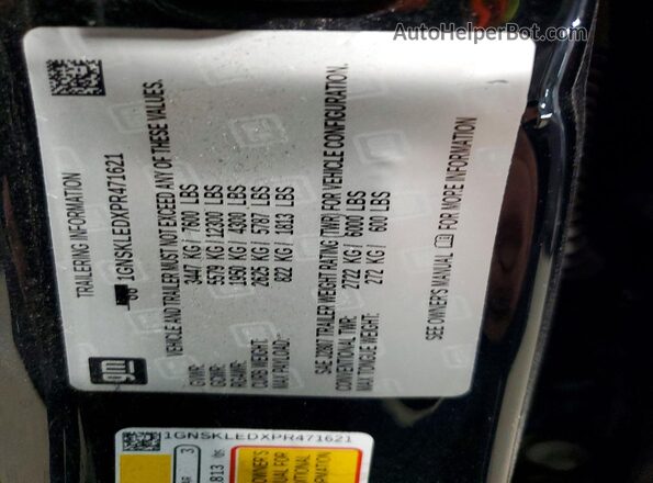 1GNSKLEDXPR471621 2023 CHEVROLET TAHOE Black Вид наклейки з VIN-кодом