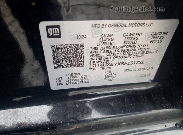 1GT4UXEYXSF151232 2025 GMC SIERRA Black Vista del compartimento del motor