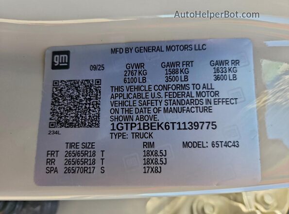 1GTP1BEK6T1139775 2026 GMC CANYON Бежевый Вид подкапотного пространства