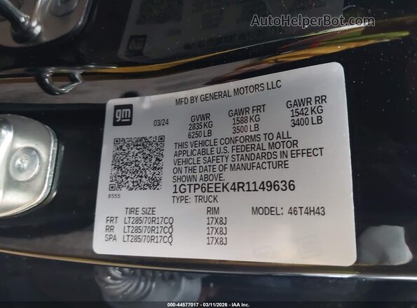 1GTP6EEK4R1149636 2024 GMC CANYON Black Widok komory silnika