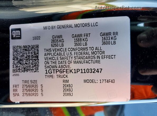 1GTP6FEK1P1103247 2023 GMC CANYON Black Engine compartment view