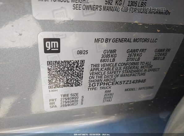 1GTPHCEK5TZ143948 2026 GMC SIERRA Серый Вид подкапотного пространства