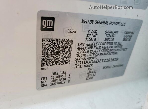 1GTUUDED2TZ161619 2026 GMC SIERRA Белый Вид подкапотного пространства