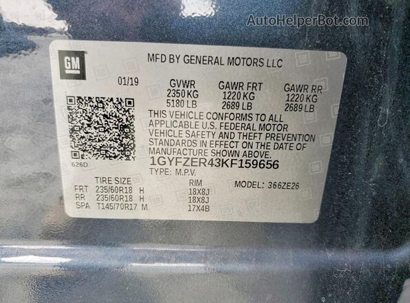 1GYFZER43KF159656 2019 CADILLAC XT4 Угольный Вид подкапотного пространства