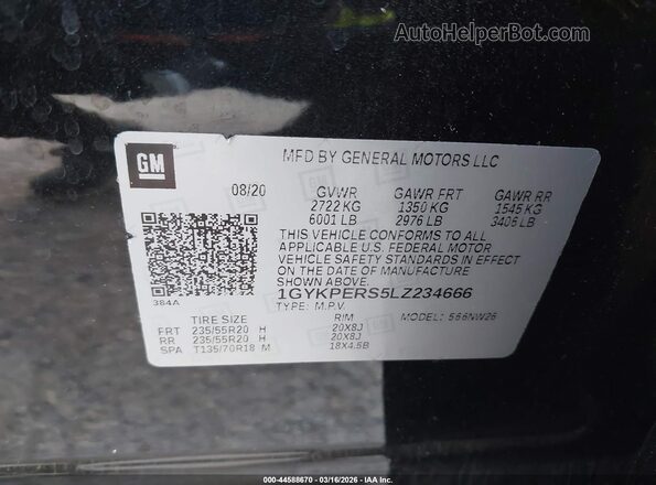 1GYKPERS5LZ234666 2020 CADILLAC OTHER Черный Вид подкапотного пространства
