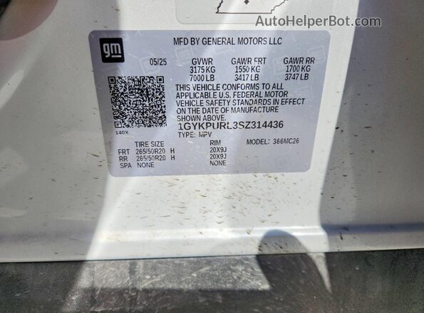 1GYKPURL3SZ314436 2025 CADILLAC OTHER Белый Вид подкапотного пространства