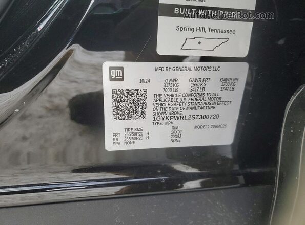 1GYKPWRL2SZ300720 2025 CADILLAC OTHER Черный Вид наклейки с VIN-кодом