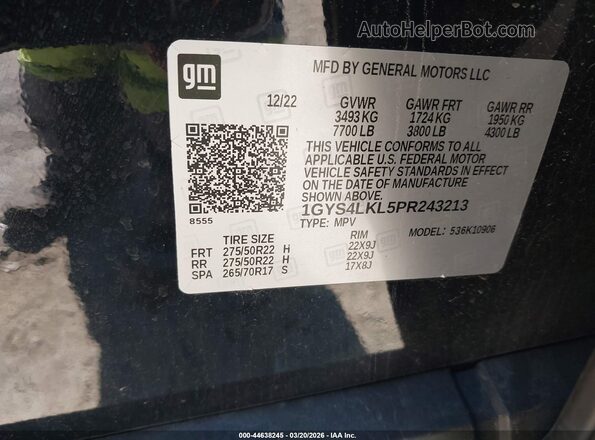 1GYS4LKL5PR243213 2023 CADILLAC ESCALADE Черный Вид подкапотного пространства