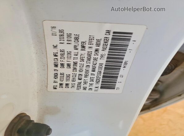 1HGCR2F30GA108348 2016 HONDA ACCORD Белый Вид наклейки с VIN-кодом