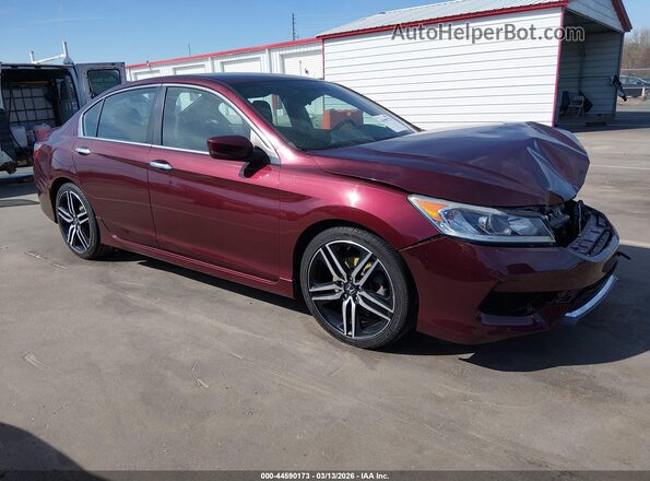 1HGCR2F57GA022973 2016 HONDA ACCORD Бордовый Передняя правая четверть
