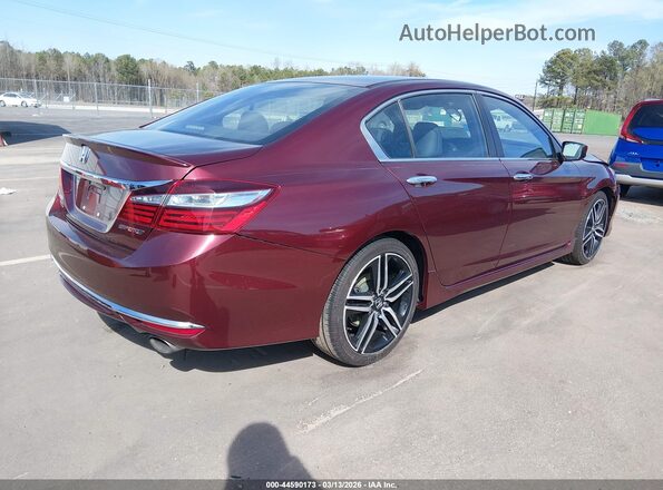 1HGCR2F57GA022973 2016 HONDA ACCORD Бордовый Задняя правая четверть
