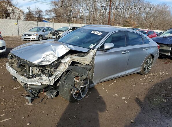 1HGCV1F30KA174574 2019 HONDA ACCORD Серебряный Передняя левая четверть