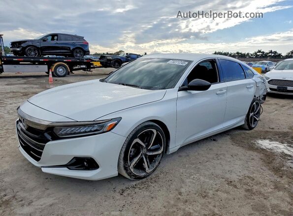 1HGCV1F32MA028504 2021 HONDA ACCORD Белый Передняя левая четверть
