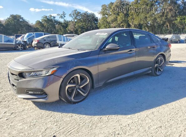 1HGCV1F34KA055877 2019 HONDA ACCORD Серый Передняя левая четверть