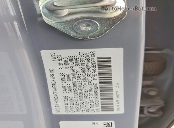 1HGCV1F39MA032050 2021 HONDA ACCORD Blue Widok naklejki z numerem VIN