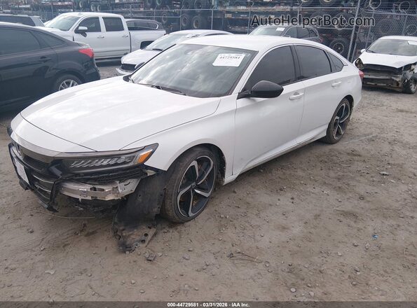 1HGCV1F41MA075063 2021 HONDA ACCORD Белый Передняя левая четверть
