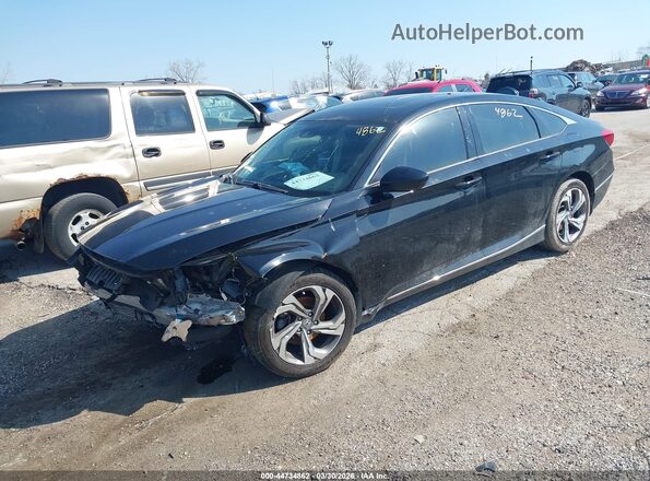 1HGCV1F48KA057107 2019 HONDA ACCORD Черный Передняя левая четверть