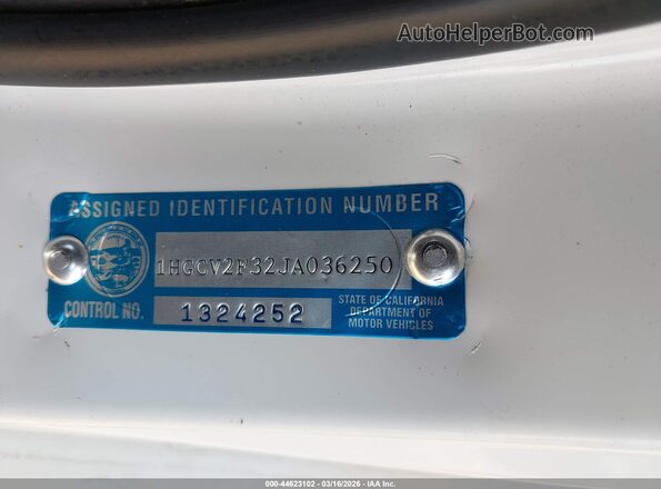 1HGCV2F32JA036250 2018 HONDA ACCORD Белый Вид подкапотного пространства