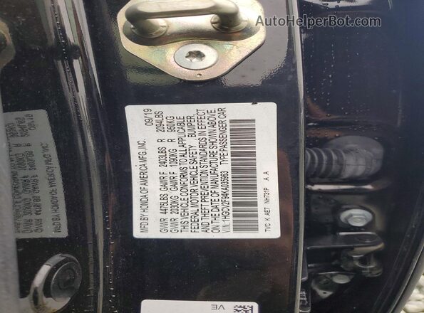 1HGCV2F94KA035963 2019 HONDA ACCORD Black Widok komory silnika