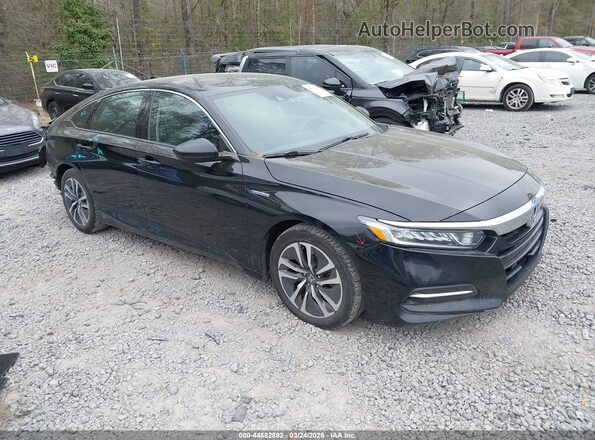 1HGCV3F19JA006151 2018 HONDA ACCORD HYBRID Черный Передняя правая четверть