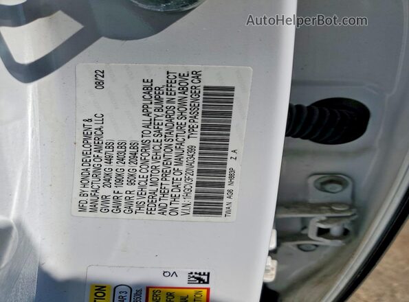 1HGCV3F20NA034399 2022 HONDA ACCORD Белый Вид наклейки с VIN-кодом
