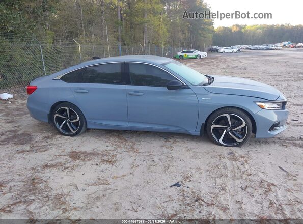 1HGCV3F22NA037756 2022 HONDA ACCORD HYBRID Синий Вид задней части салона