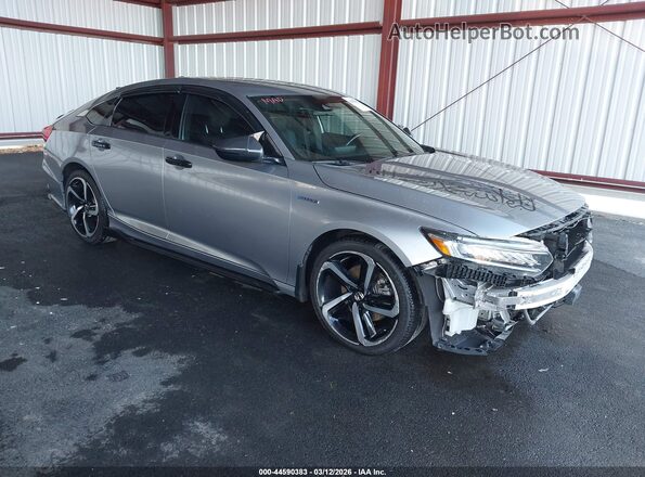 1HGCV3F27NA030043 2022 HONDA ACCORD HYBRID Серебряный Передняя правая четверть