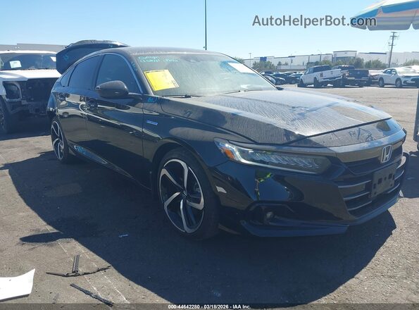 1HGCV3F2XNA042901 2022 HONDA ACCORD HYBRID Черный Передняя правая четверть