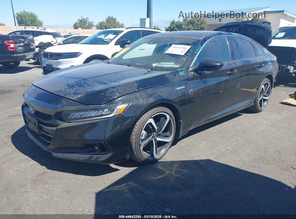 1HGCV3F2XNA042901 2022 HONDA ACCORD HYBRID Черный Передняя левая четверть