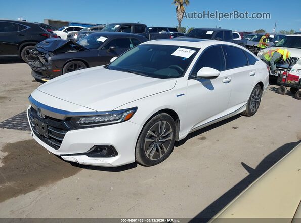 1HGCV3F45MA002029 2021 HONDA ACCORD HYBRID Белый Передняя левая четверть