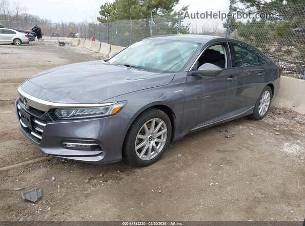 1HGCV3F48KA012647 2019 HONDA ACCORD HYBRID Gray Առջևի ձախ երեք քառորդ տեսարան