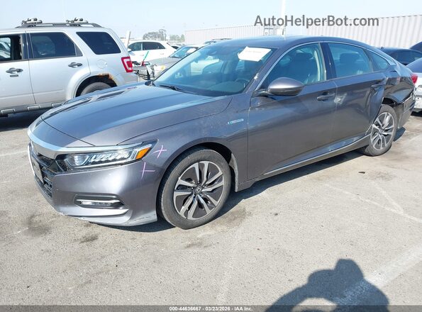 1HGCV3F55KA019385 2019 HONDA ACCORD HYBRID Gray Առջևի ձախ երեք քառորդ տեսարան