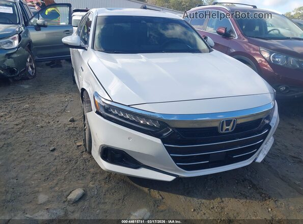 1HGCV3F93MA001442 2021 HONDA ACCORD HYBRID Белый Передняя правая четверть