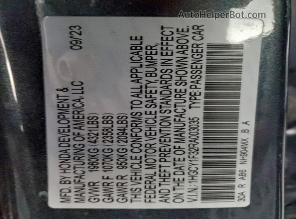 1HGCY1F32RA003035 2024 HONDA ACCORD Угольный Вид наклейки с VIN-кодом