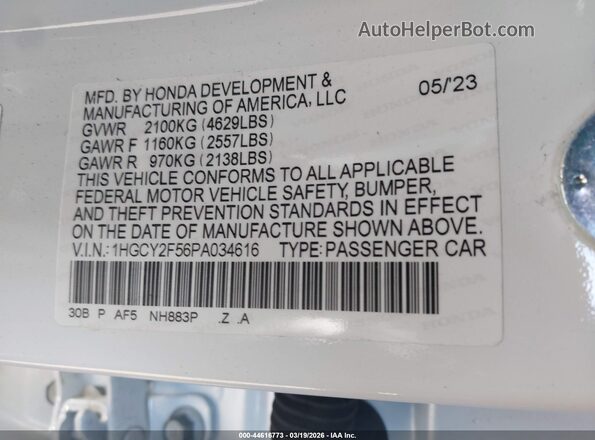 1HGCY2F56PA034616 2023 HONDA ACCORD HYBRID Белый Вид подкапотного пространства