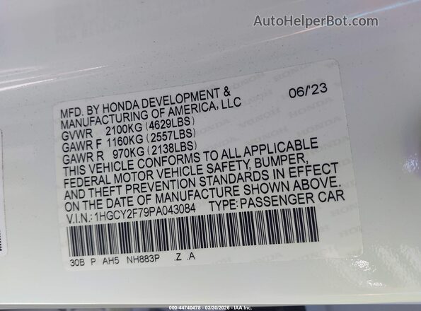 1HGCY2F79PA043084 2023 HONDA ACCORD HYBRID Белый Вид подкапотного пространства