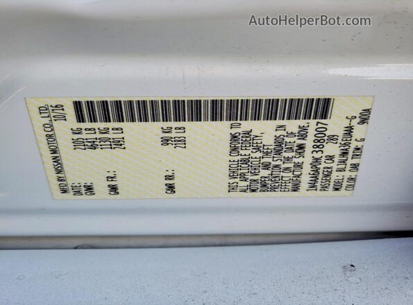 1N4AA6AP0HC388007 2017 NISSAN MAXIMA PLATINUM White Vista del compartimento del motor