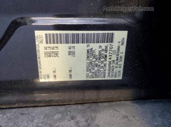 1N4AA6AP0HC437707 2017 NISSAN MAXIMA Black Widok komory silnika