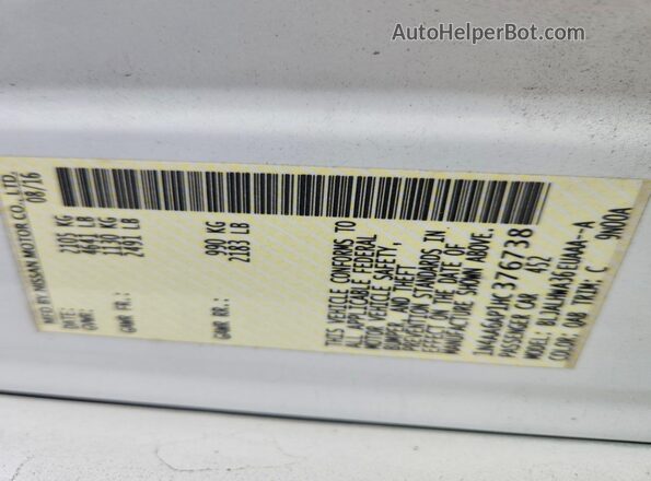 1N4AA6AP1HC376738 2017 NISSAN MAXIMA PLATINUM Белый Вид подкапотного пространства