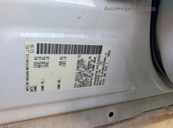 1N4AA6AP3HC402000 2017 NISSAN MAXIMA PLATINUM White ძრავის განყოფილების ხედი
