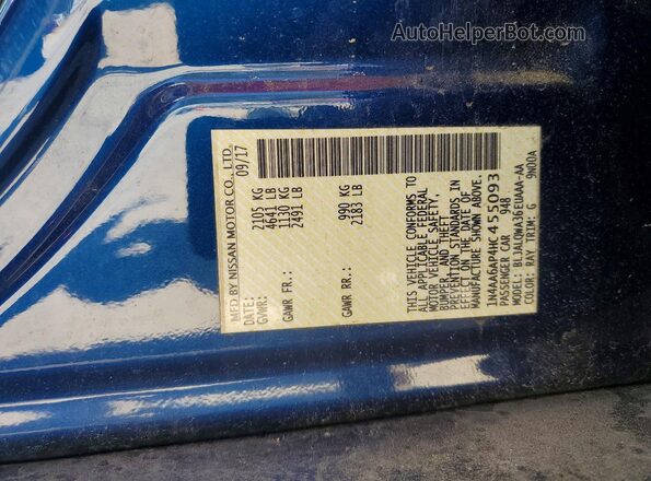 1N4AA6AP4HC455093 2017 NISSAN MAXIMA Blue Вид підкапотного простору