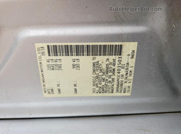 1N4AA6AP4JC403503 2018 NISSAN MAXIMA PLATINUM Silver Widok komory silnika