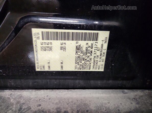 1N4AA6AP7HC375173 2017 NISSAN MAXIMA PLATINUM Black ძრავის განყოფილების ხედი