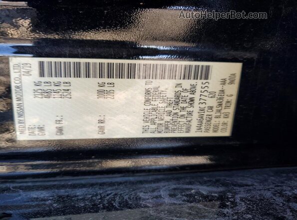 1N4AA6AV1KC377555 2019 NISSAN MAXIMA Black Vista del compartimento del motor