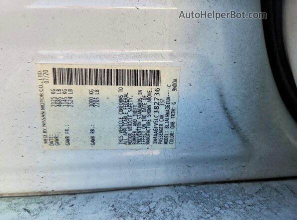 1N4AA6FV5LC382736 2020 NISSAN MAXIMA PLATINUM Белый Вид подкапотного пространства