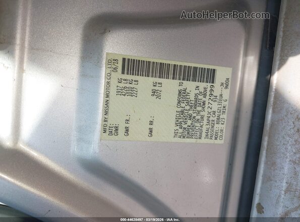 1N4AL3AP4JC272999 2018 NISSAN ALTIMA Gray Շարժիչի բաժամունքի տեսք