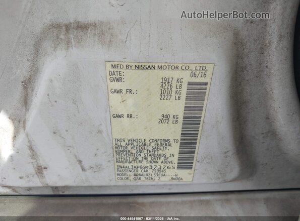 1N4AL3AP6GN373765 2016 NISSAN ALTIMA White Вид підкапотного простору