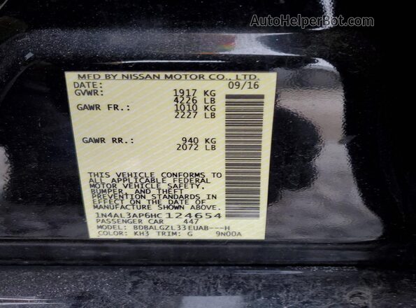1N4AL3AP6HC124654 2017 NISSAN ALTIMA Black Engine compartment view